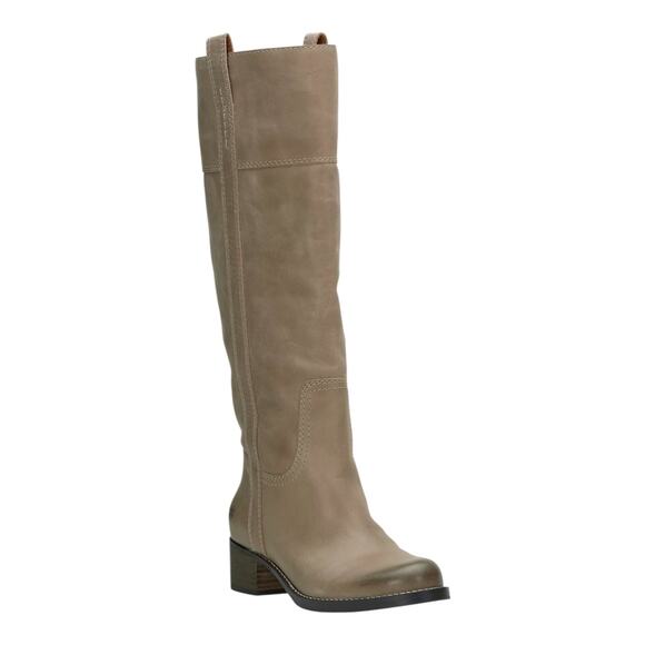 Lucky Brand Women Hybiscus Extra Wide Calf Leather Riding Boots Beige Size 8 1/2
